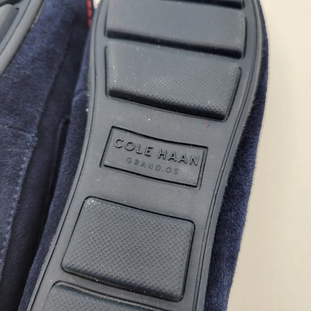 Cole Haan Slip On Boat Suede Shoe Grand Os Boys Size 13 Navy And Red